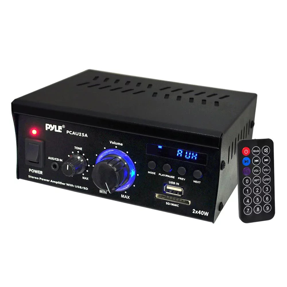 Pyle PCAU25A Amplifier Receiver with USB/SD Readers AUX CD Inputs & LED Display, Enrock Audio 18 AWG Gauge 100 Feet Speaker Wire Cable