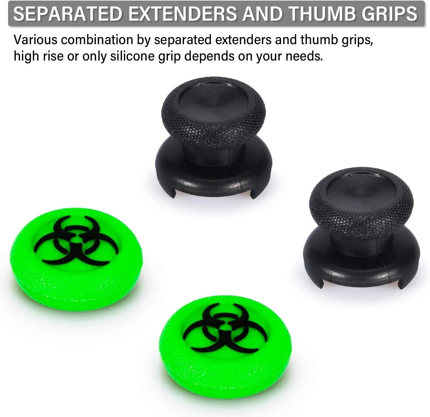 FPS Thumbstick Extender & 3D Texture Rubber Silicone Grip Cover 2 Sets for Xbox Series X/S & Xbox One Controller(BioH Green) BOLT AXTION Bundle Like New
