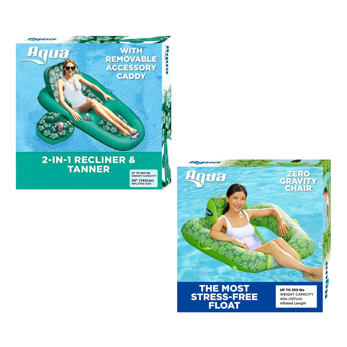 Aqua Leisure Campania 2in1 Lounger, Floral & Zero Gravity Pool Float