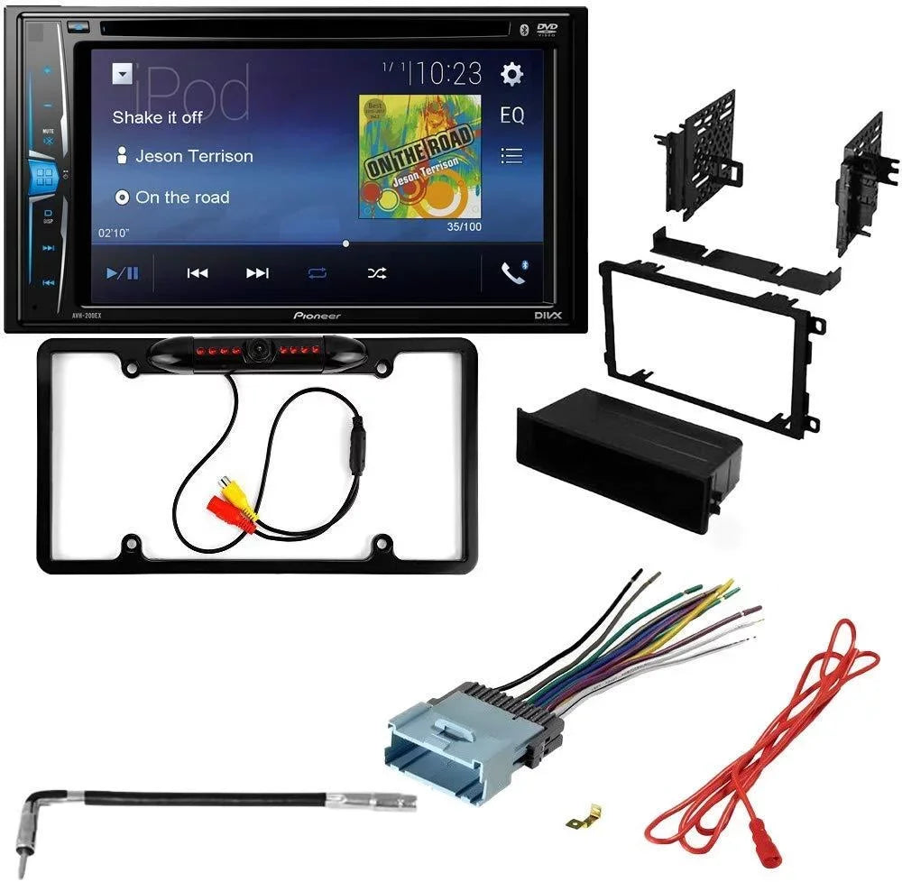 KIT2416 Bundle with Pioneer Multimedia DVD Car Stereo and Installation Kit - for 2001-2005 Pontiac Grand AM / Bluetooth Display Backup Camera, Double Din Mounting Dash Kit