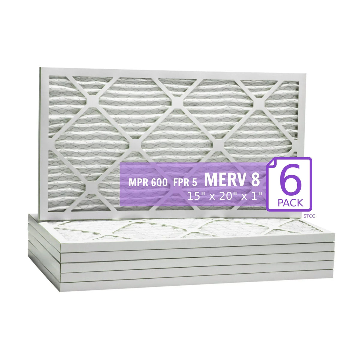 15x20x1, Purolator DMK80 Extended Surface Pleated Air Filter, Mechanical MERV 8, (6 Pack)