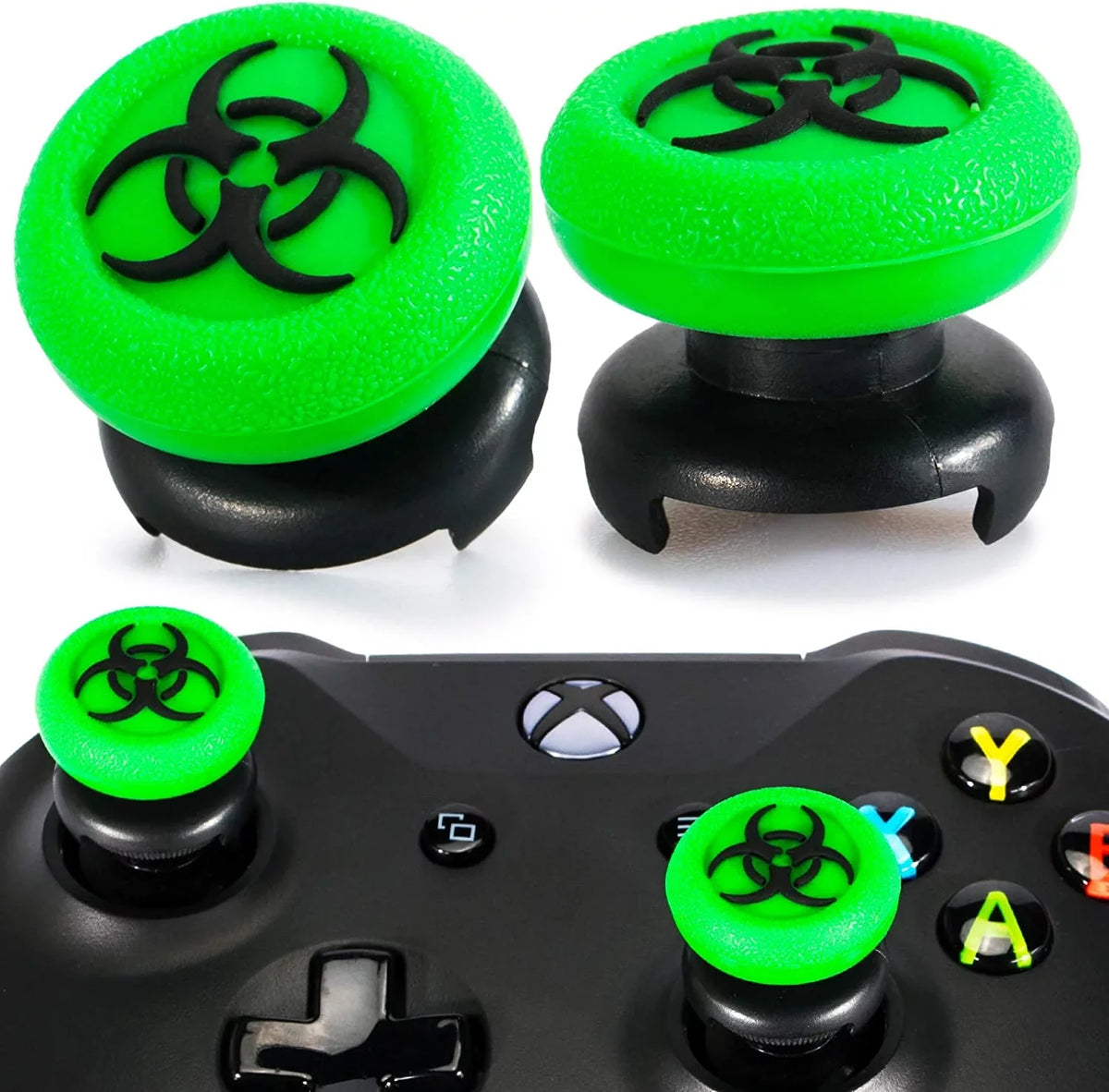 FPS Thumbstick Extender & 3D Texture Rubber Silicone Grip Cover 2 Sets for Xbox Series X/S & Xbox One Controller(BioH Green) BOLT AXTION Bundle Like New