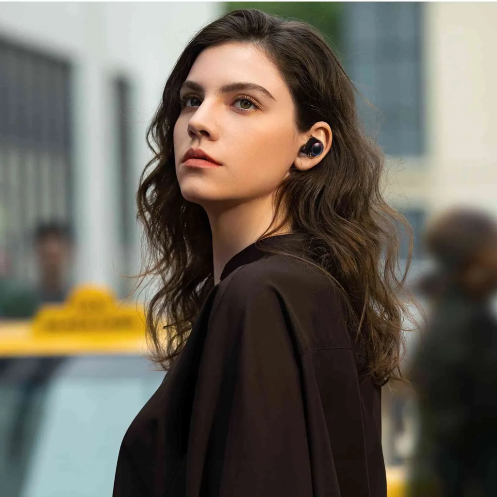 UrbanX True Wireless Bluetooth Earbuds + Charging Case, Black, Dual Connect, IPX5 Liquid Resistance, Bluetooth 5.2 Connection, Balanced, Bass Boost Compatible with K5 Note (2018)