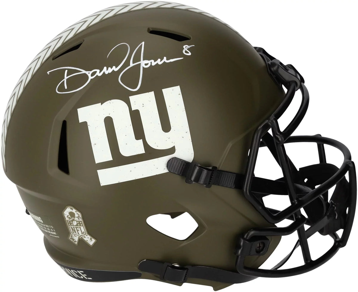 Daniel Jones New York Giants Autographed Riddell 2022 Salute to Service Speed Replica Helmet - Fanatics Authentic Certified