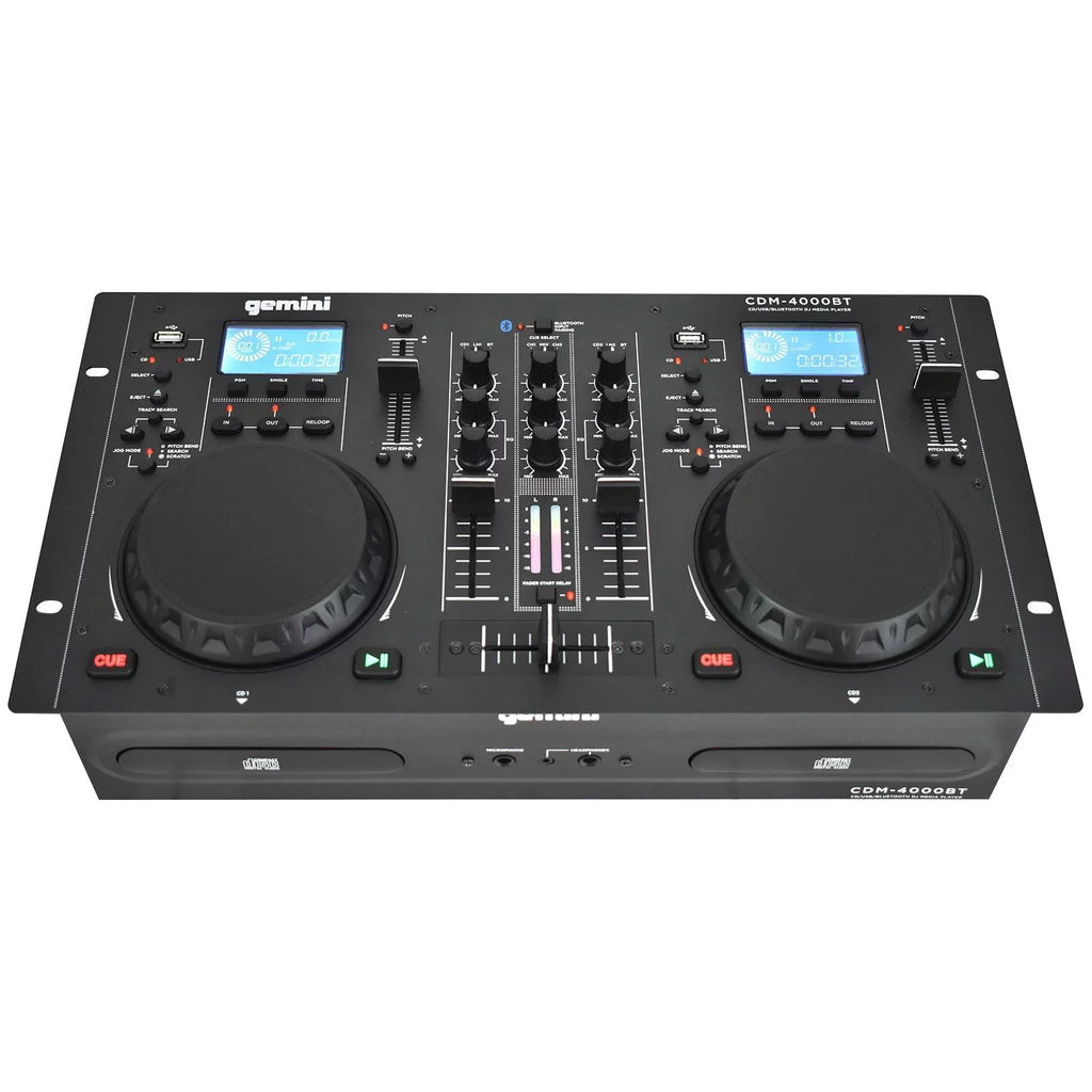 Gemini CDM-4000BT CD/MP3/USB Bluetooth Media Player & AS-1500P Active Speaker with 15" Woofers DJ Package