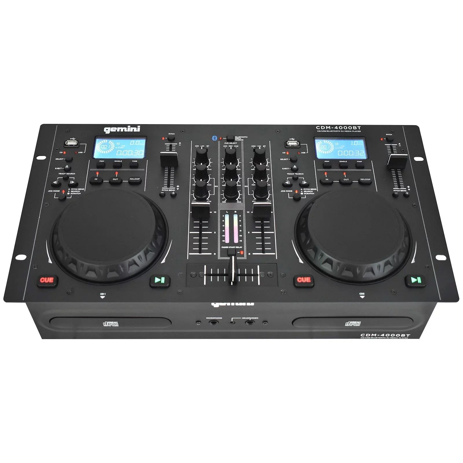 Gemini CDM-4000BT CD/MP3/USB Bluetooth Media Player & AS-1500P Active Speaker with 15" Woofers DJ Package