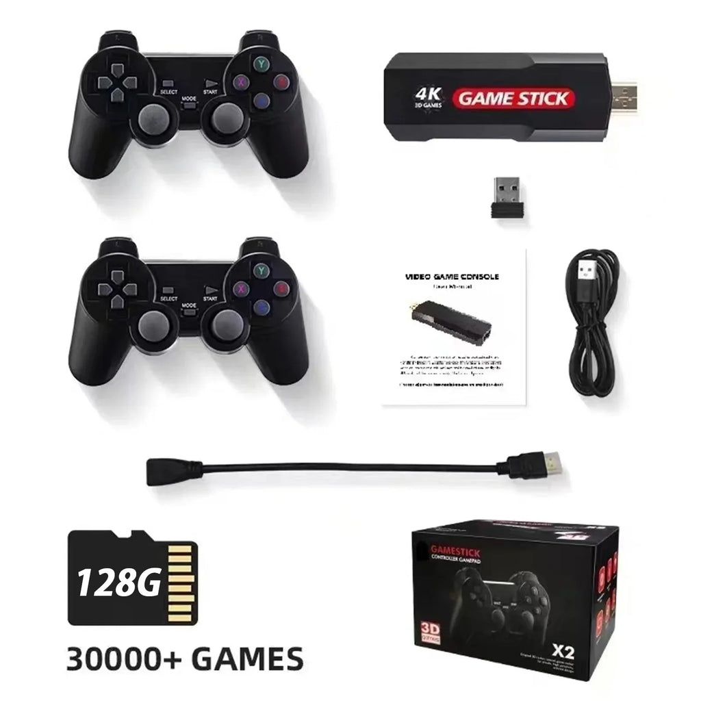 Upgrade Wireless Retro Games Console, X2 Plus Game Stick Retro Console Double Wireless Controller,30000+ Games,128GB