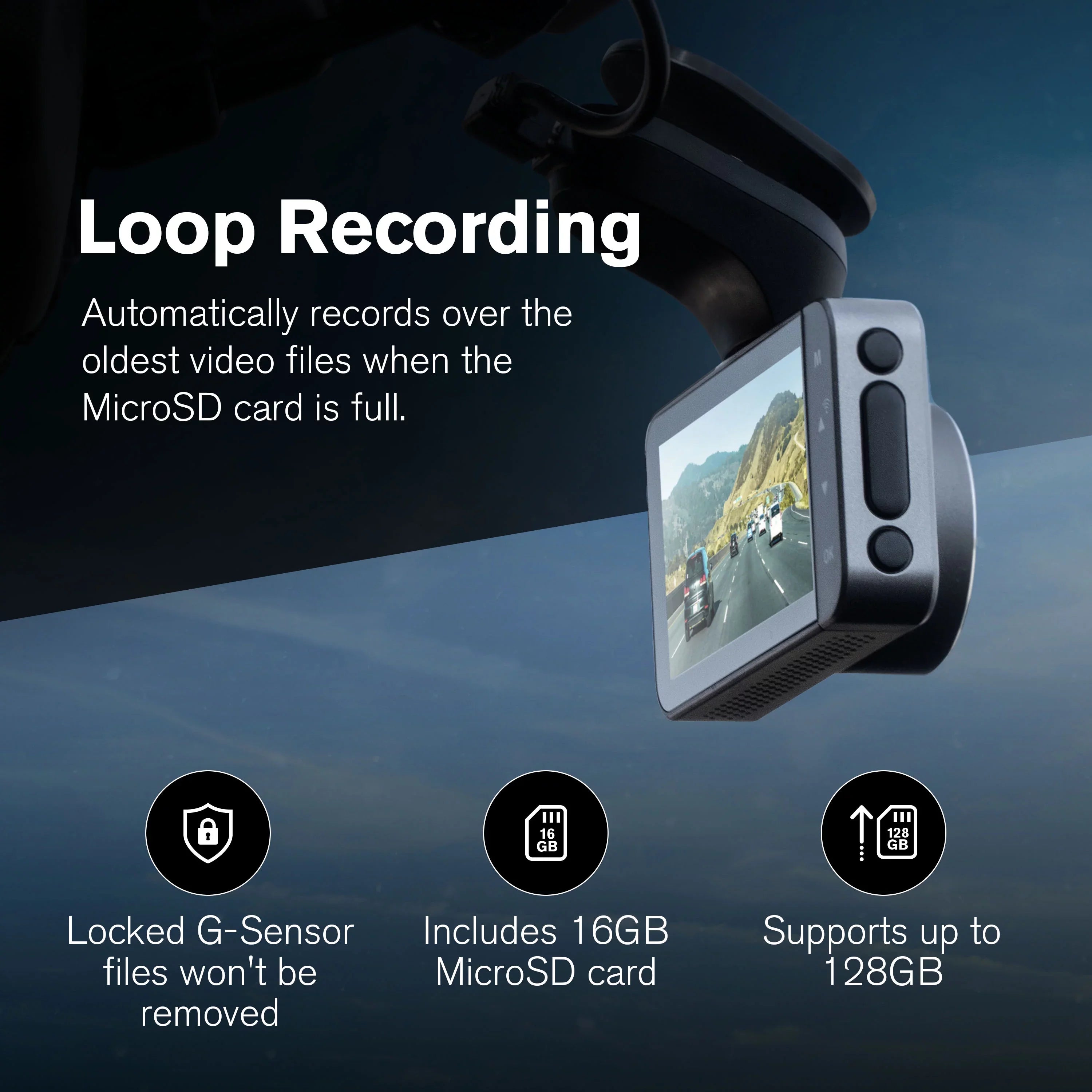 Yada 4K Roadcam Pro GPS with App, 150 Degree Wide Angle Lense, 3" LCD Monitor UHD Resolution High Dynamic Range for Day/Night. G-Sensor Technology with Park and Record Mode