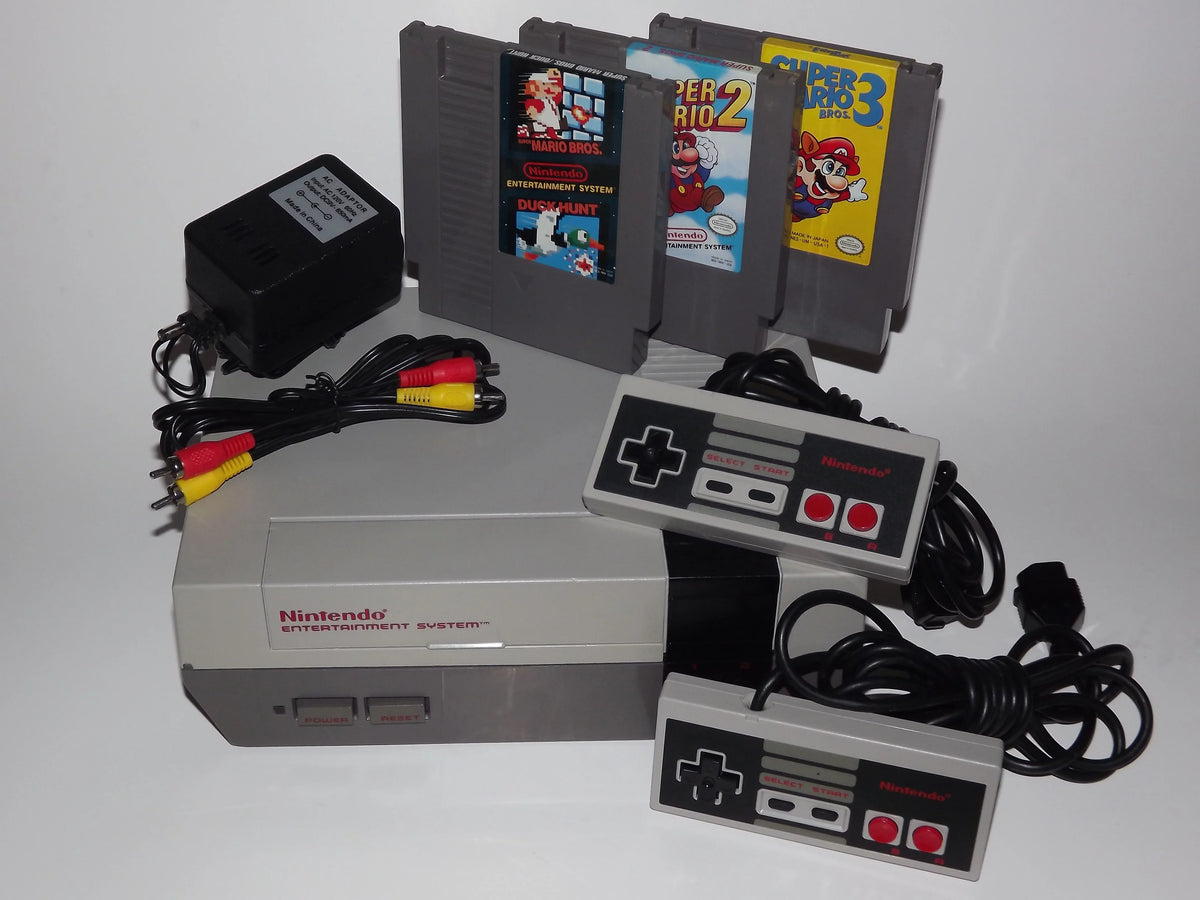 Nintendo Entertainment System Bundle with Super Mario Bros 1, 2, 3 and New NES 72 Pin connector Installed