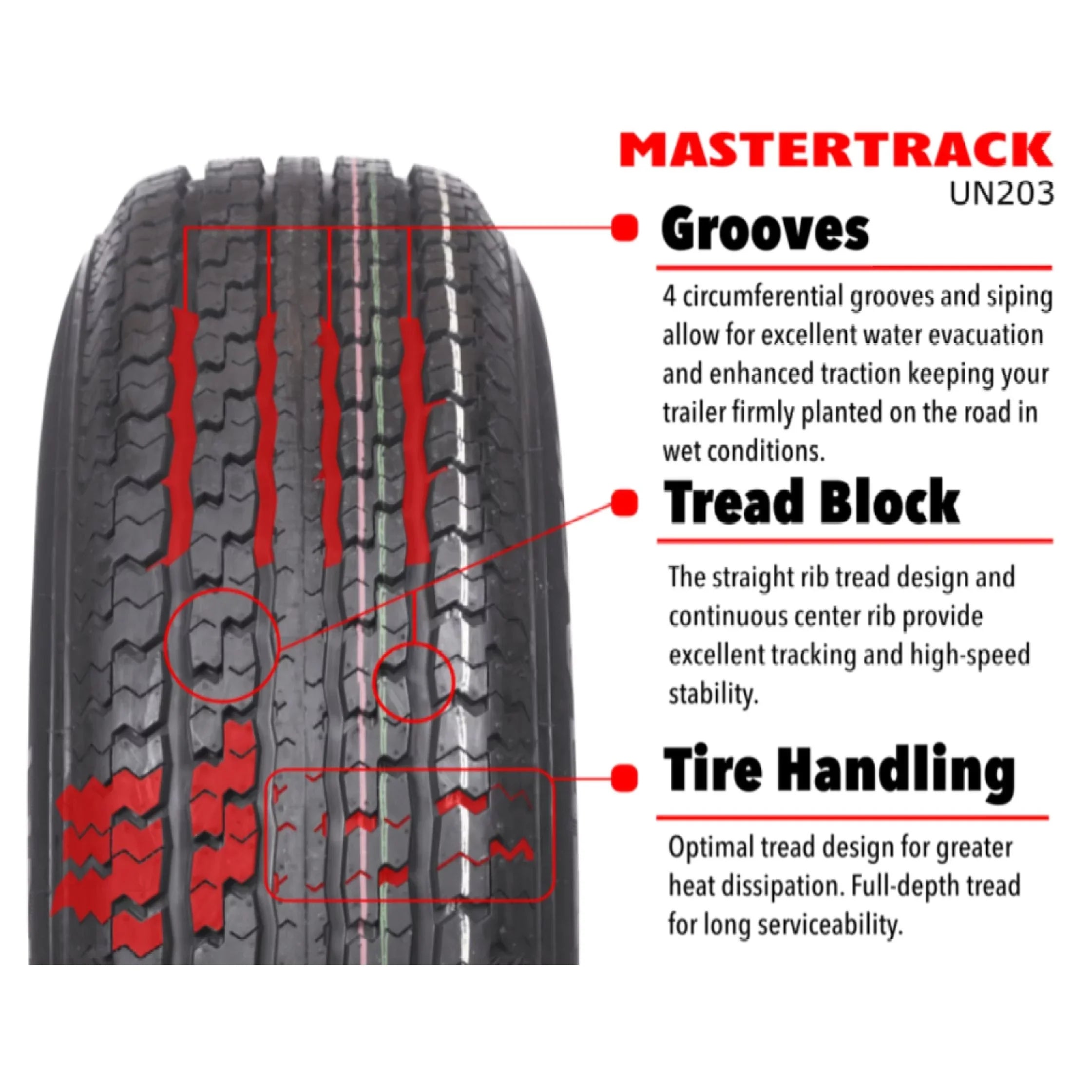 Mastertrack UN203 ST205/75R14 8 Ply 105M Load Range D Radial Trailer Tire - ST 205/75/14 205/75R14 (Tire Only)