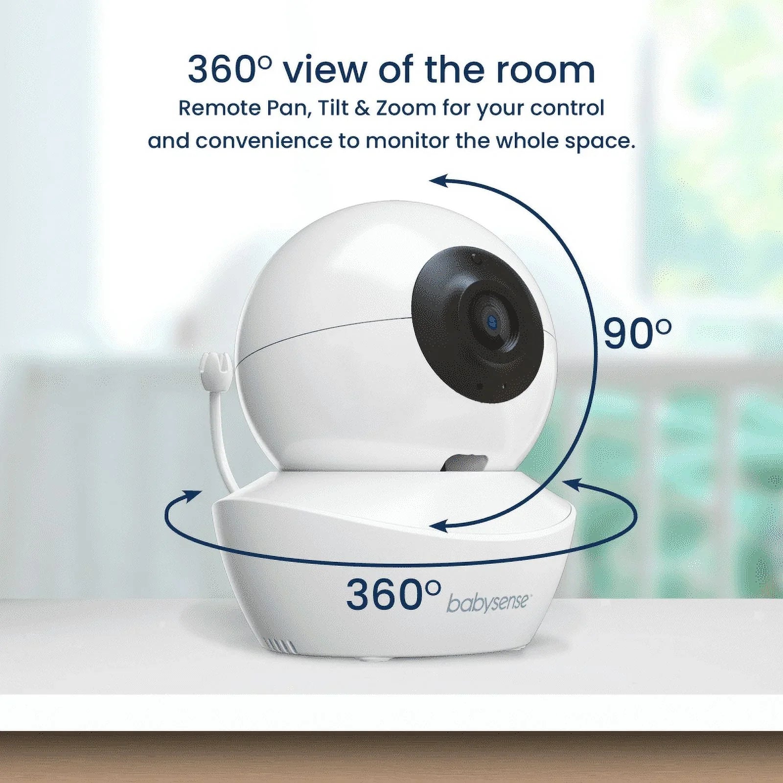 Babysense Split Display Video Baby Monitor, 4.3" Display with 2 PTZ Cameras, Long Range, Night Light & Vision, Two-Way Talk, V43