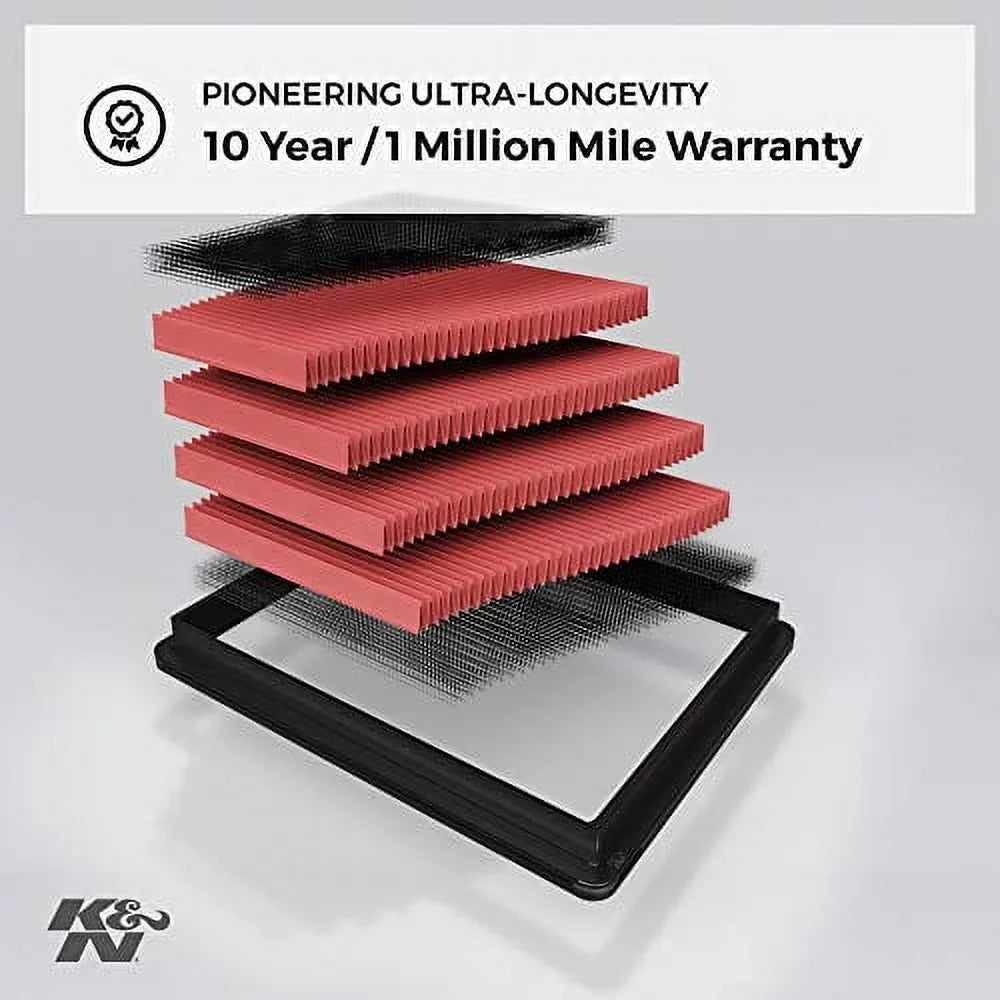 K&N 33-2260 Engine Air Filter: High Efficiency Premium, Washable, Replacement: 2001 - 2014 Toyota/Lexus (Kluger, Highlander, Camry Hybrid, Sienna, Alphard, Solara, Wisdom, ES 300, RX 300)