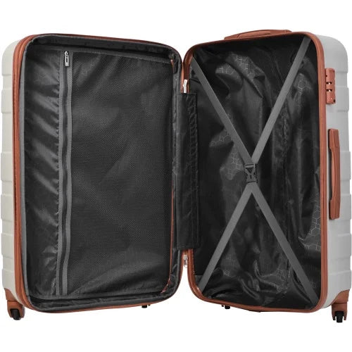 Luggage Sets New Model Expandable ABS Hardshell 3pcs Clearance Luggage Hardside Lightweight Sturdy Suitcase sets Spinner Wheels Suitcase with TSA Lock 20''24''28''( Light Grey and Brown)