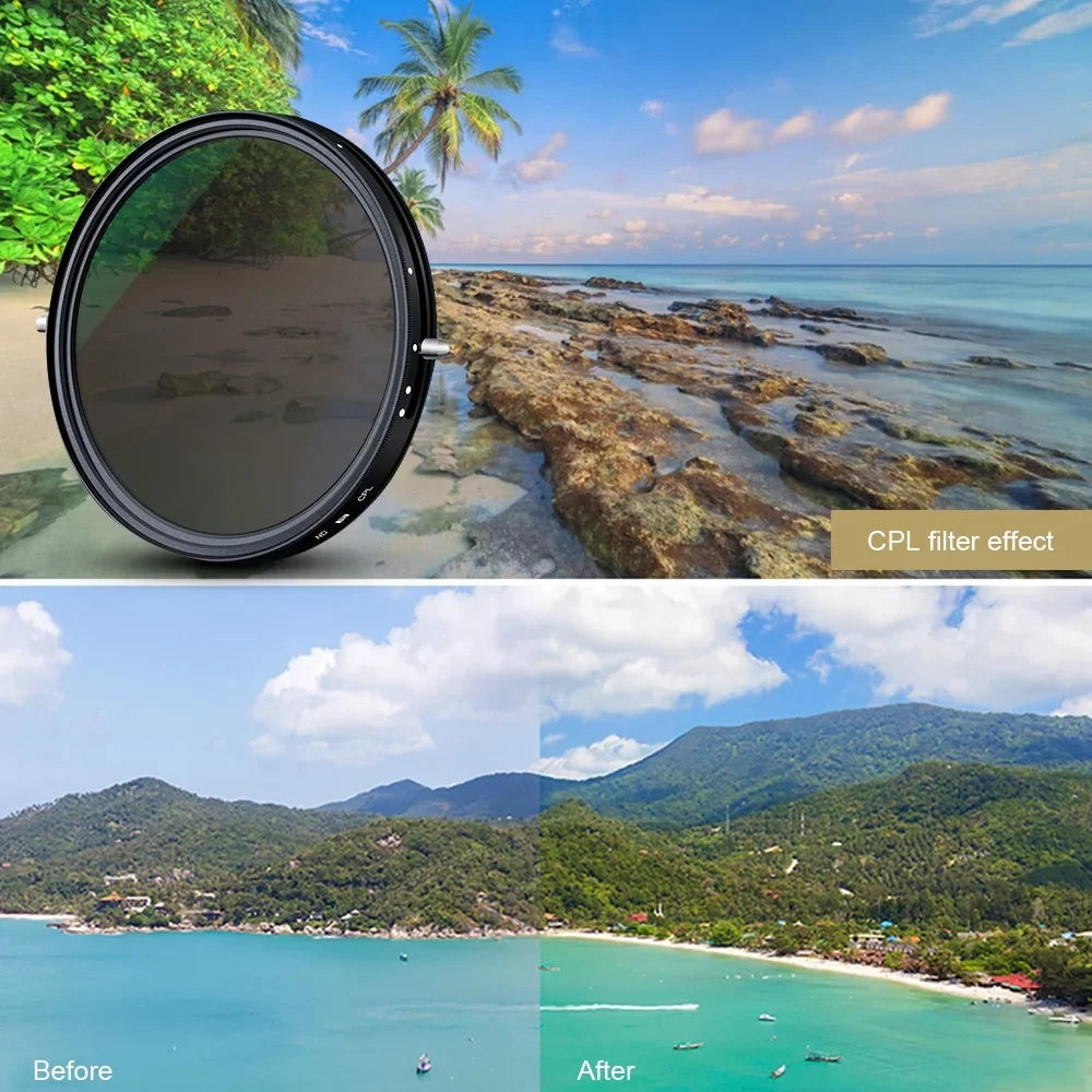 K&F CONCEPT 67mm 2-in-1 Variable Adjustable Filter Neutral Density Fader 5-Stop ND2-ND32 and CPL Circular Polarizing Filter Ultra-thin with Cleaning Cloth for Camera Lens