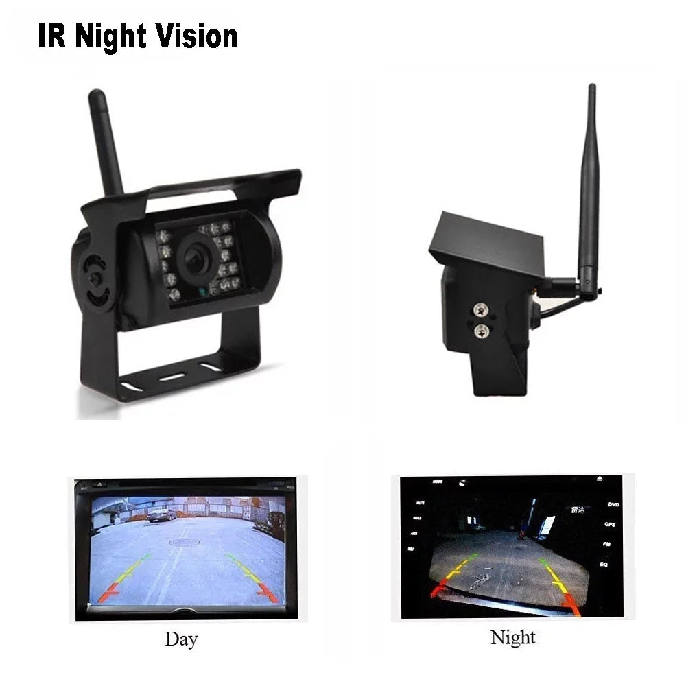 9V - 35V Car Vehicle Rear View Wireless IR Night Vision Backup Camera Fluid Kit + 7" LCD Monitor Parking Assistance System For Truck / Van / Caravan / Trailers / Camper
