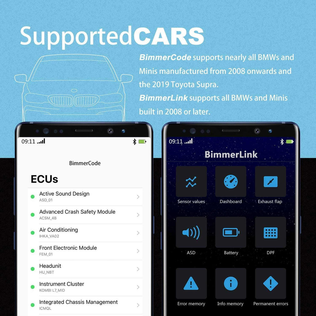 Vgate OBD2 Bluetooth Scanner vLinker BM Bimmercode Diagnostic Tool for BMW/Mini, Work with Android and Windows Unlock Car Hidden Features in BimmerCode, OBD II Diagnostic Tool