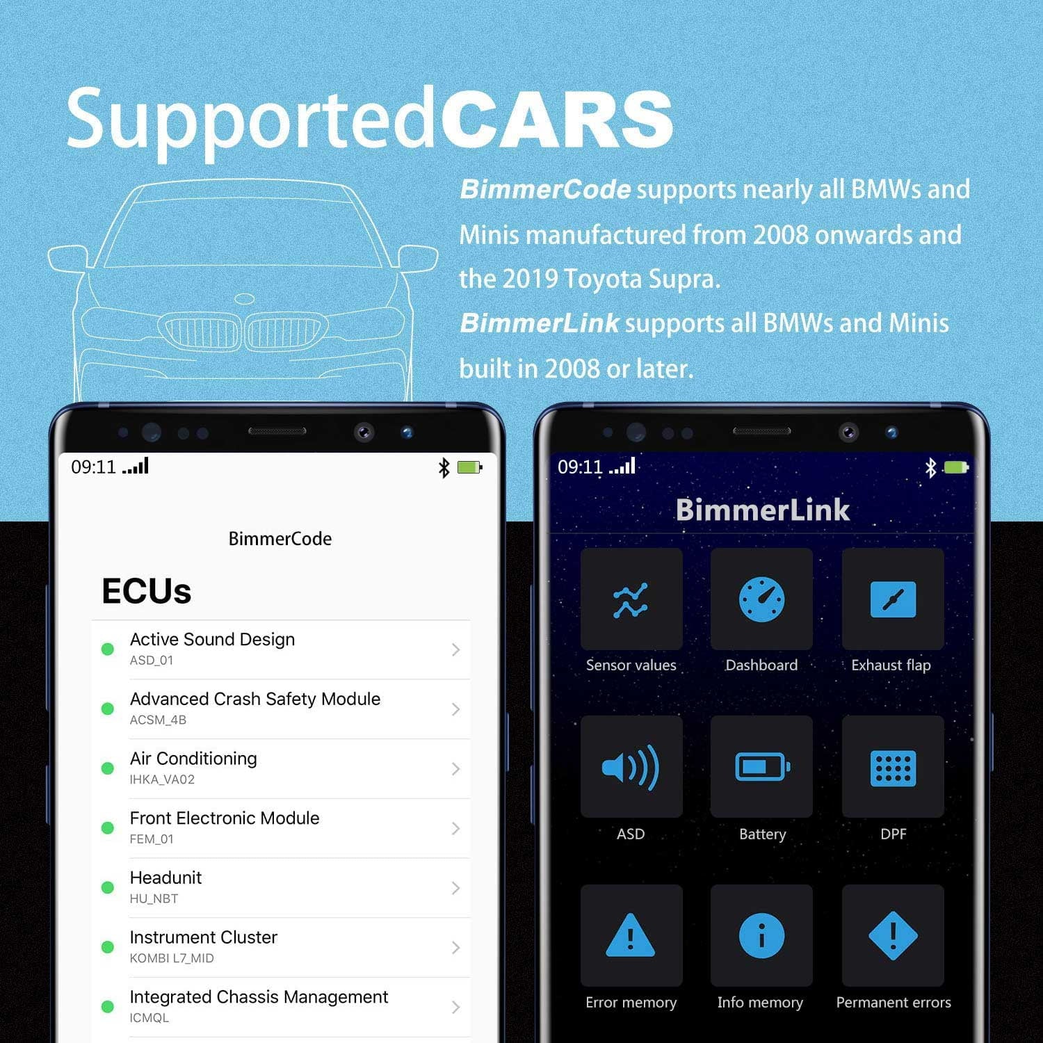 Vgate OBD2 Bluetooth Scanner vLinker BM Bimmercode Diagnostic Tool for BMW/Mini, Work with Android and Windows Unlock Car Hidden Features in BimmerCode, OBD II Diagnostic Tool