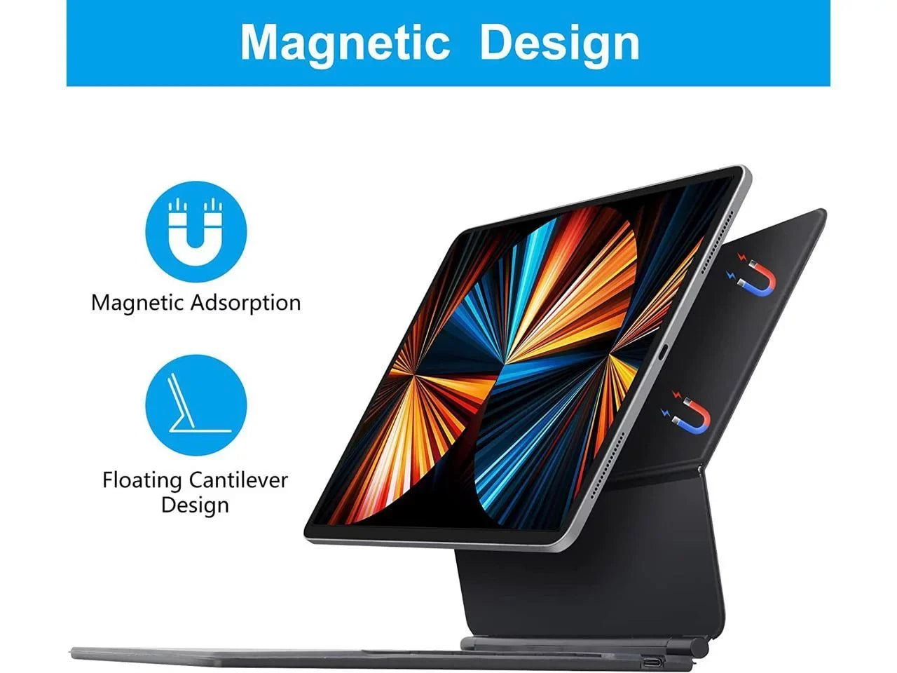 Magic Keyboard for iPad Pro 12.9 2022 6th Gen / 2021 5th Gen / 2020 4th Gen / 2018 3rd Gen - Backlit Trackpad Keyboard Magnetic Smart Stand Cover
