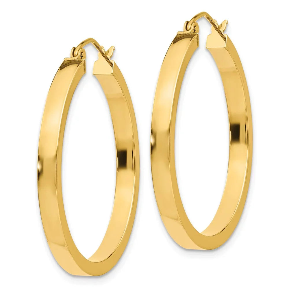 Real 14kt Yellow Gold 2x3mm Princess Square Tube Hoops; for Adults and Teens; for Women and Men