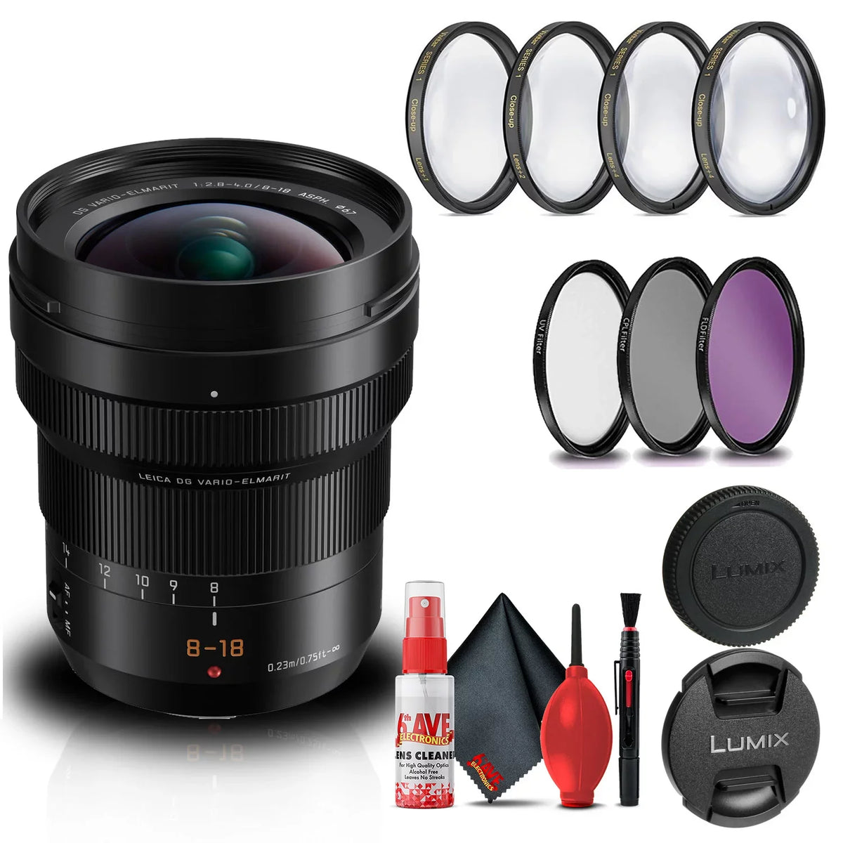 Leica DG Vario-Elmarit 8-18mm f2.8-4 Lens Bundle with 67mm Filter Kit