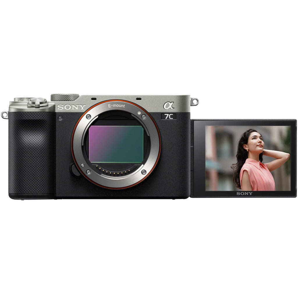 a7C Mirrorless Full Frame Camera Body with FE 24-105mm F4 G OSS Zoom Lens SEL24105G Silver ILCE7C/S Bundle with Deco Gear Photography Backpack Case , Software and Accessories