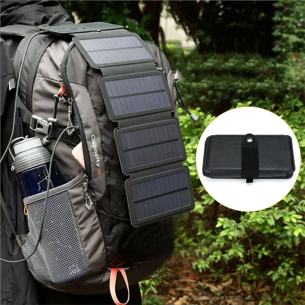 Jahy2Tech 4-Panel 7.2W Portable Solar Charger Power Bank Wireless Phone Charger Compatible with iPhone, Android