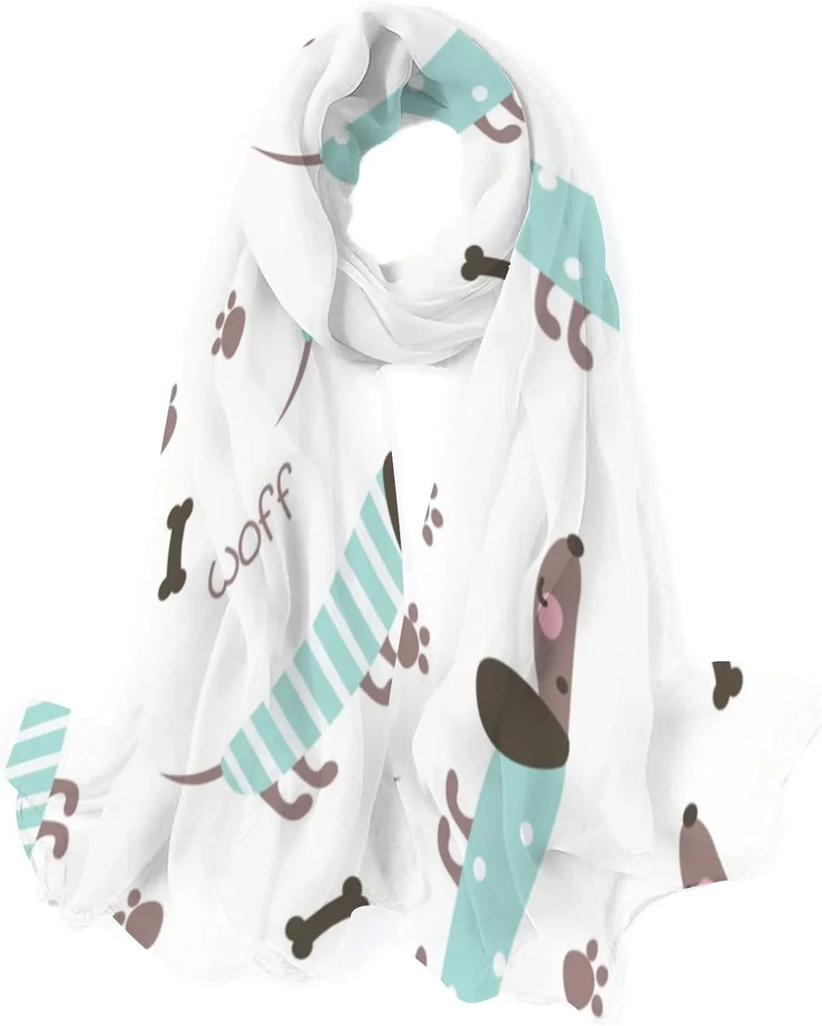 Hyjoy Dachshunds And Bones Long Silk Neck Scarf Lightweight Shawl Wrap Scarves for Women Girls