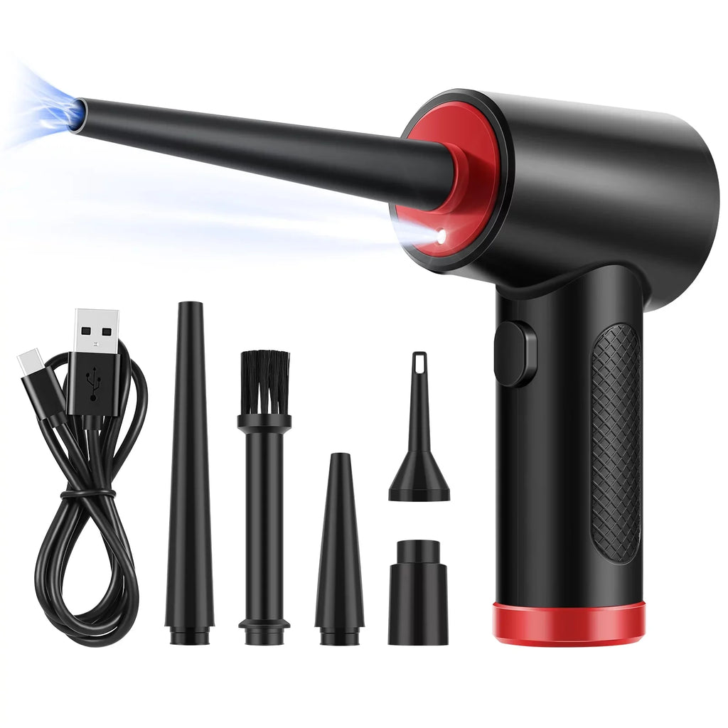 OTAO Electric Compressed Air Duster -Multi-use 51000RPM 3 Speeds Cordless Air Blower Keyboard Cleaner with LED Light for Computer Electronics Dust Off, Inflate Swimming Pool, Replace Air Can,Air Pump