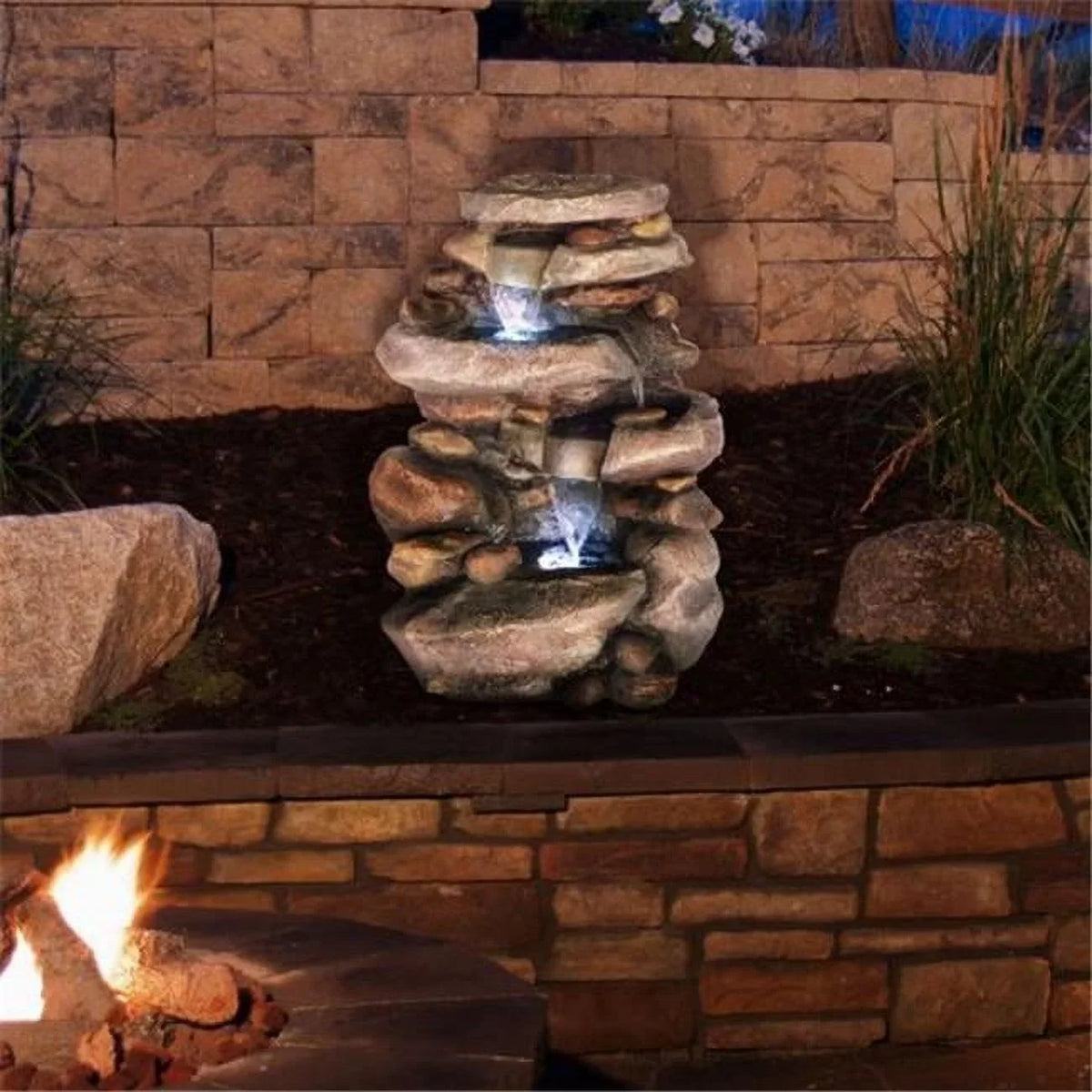 Stone Liquid Fountain with LED Lights