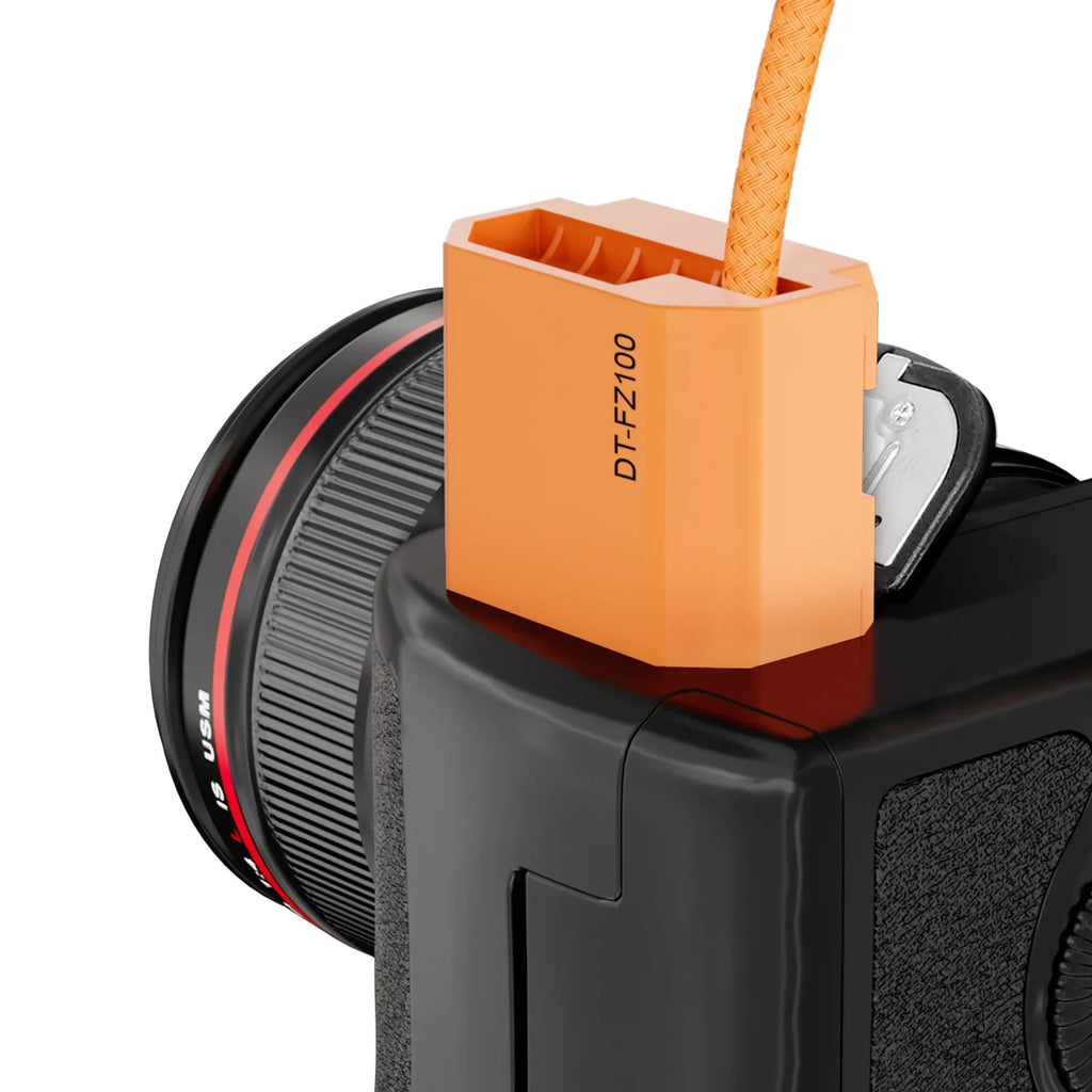 ZGCINE DT-FZ100 D-Tap to NP-FZ100 Dummy Battery - Braided Wire DC Coupler for A7R V/A7/A7S III/A7R III/A7 III/A7C/A7CR/A7C II/A6600/A6700/FX3/FX30/ZV-E1/A1/A9/A9II Cameras