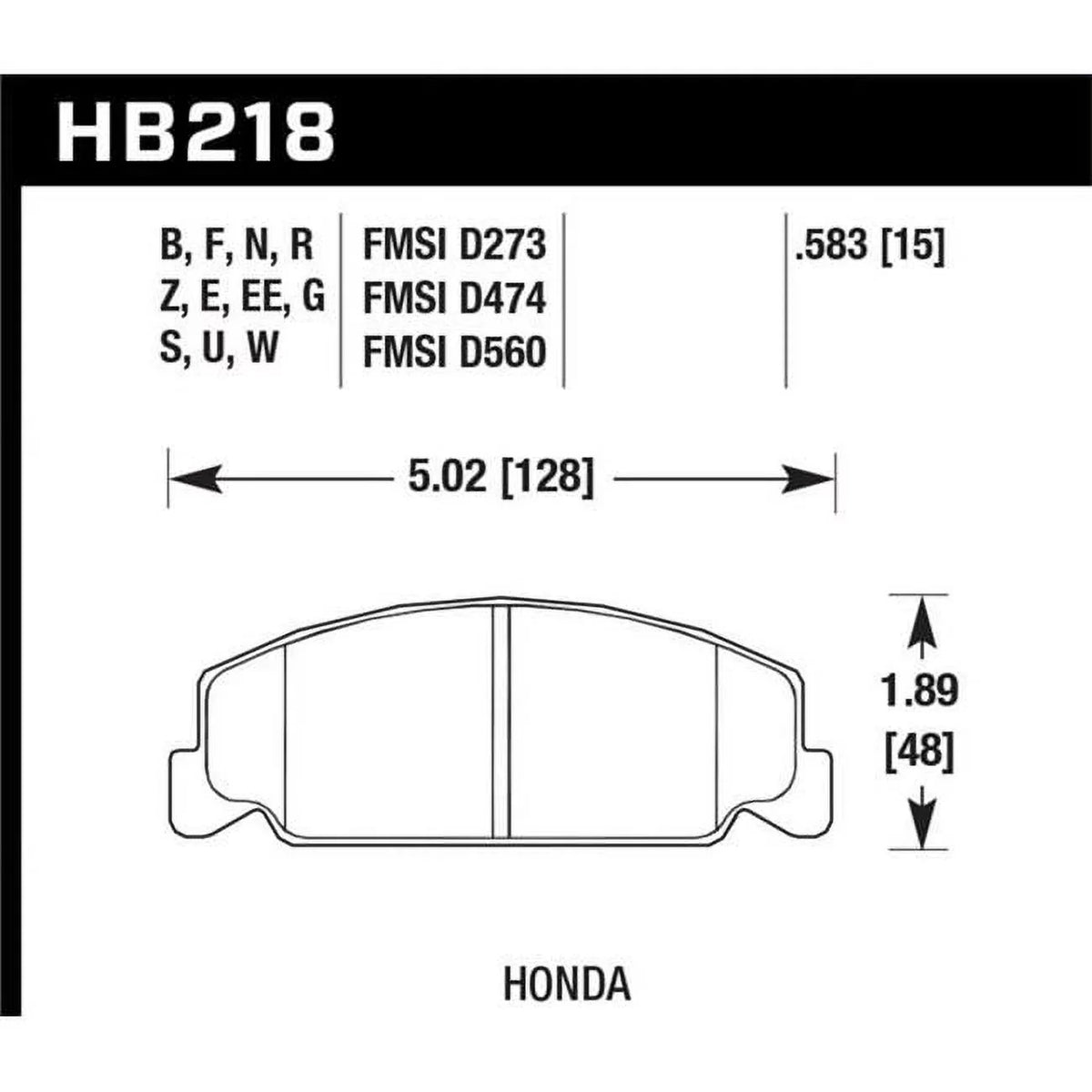 Street Front Brake Pads for 1988-1989 Civic SI, 1992-2000 Civic CX & 1988-2000 DX 1998-2000 GX HPS