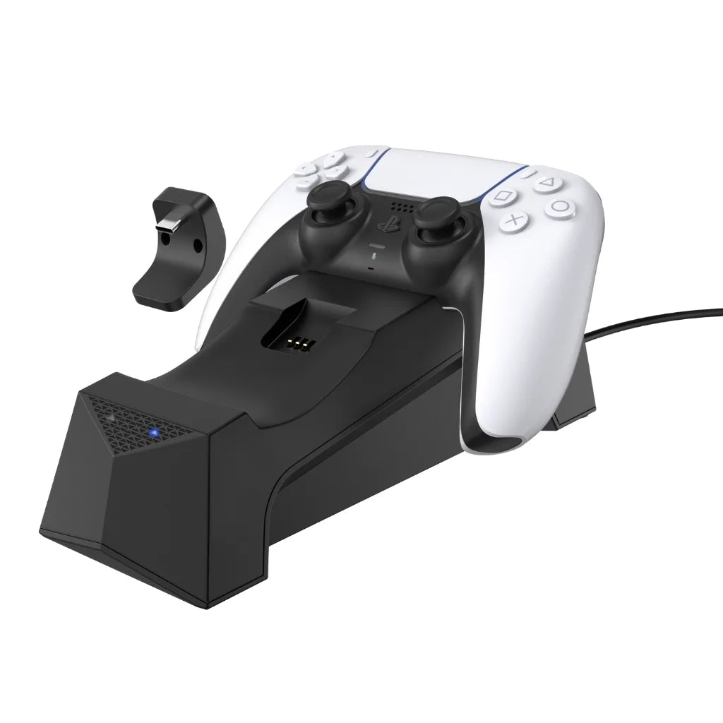Playstation 5 Disc Version Console with Extra Blue Controller, White PULSE 3D Headset and Surge Dual Controller Charge Dock Bundle