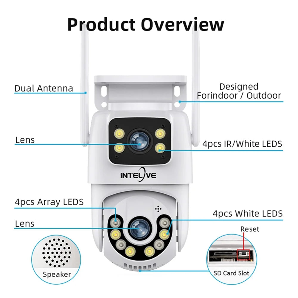 PROCESSOR 4K Security Camera with Floodlight, Human Deduction Wireless Outdoor Camera, Rechargeable Powered Home Surveillance Camera with Full Color Night Vision Two Way Voice