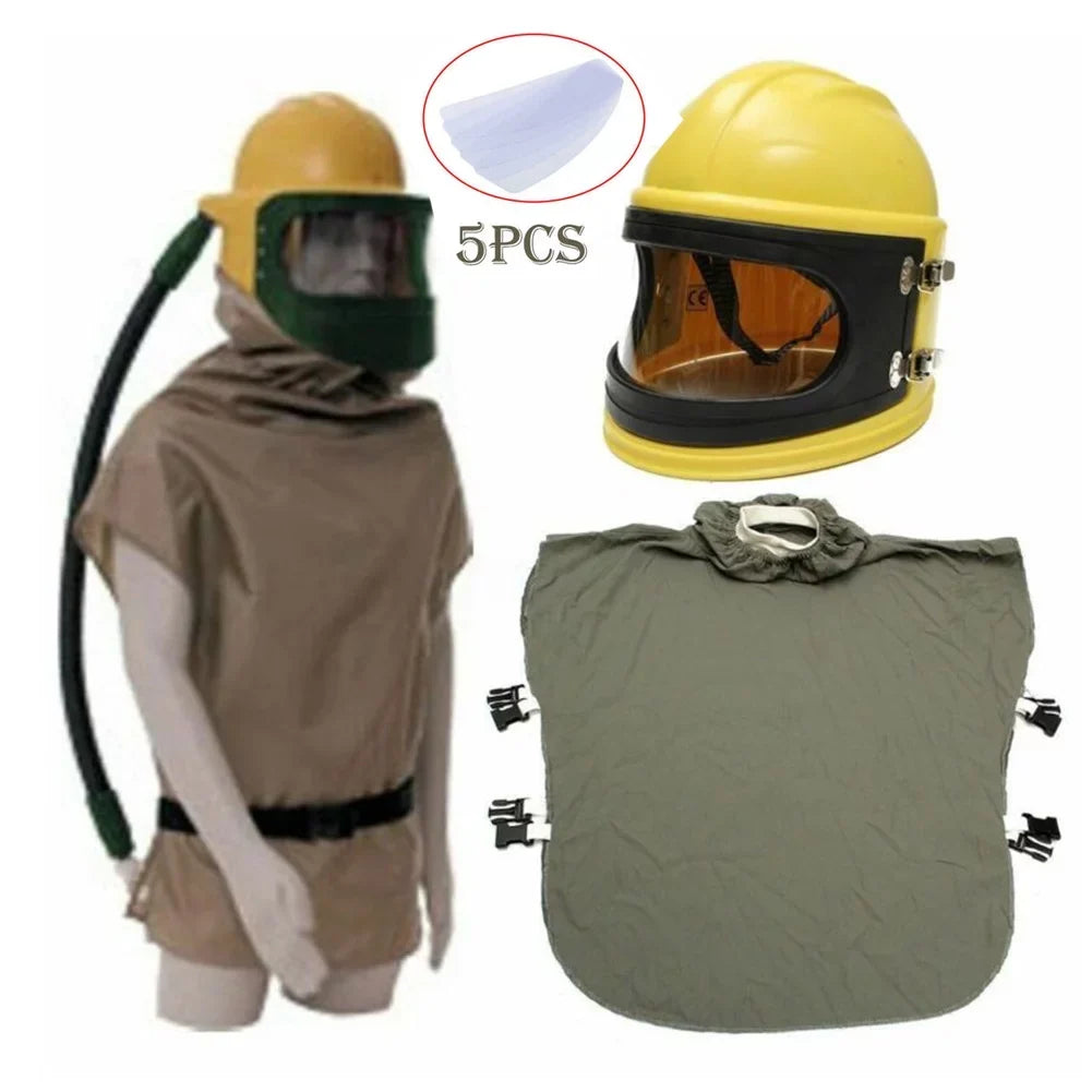 AIR FED Supplied Safety Sandblast Helmet Sand Blast Hood Protector Yellow
