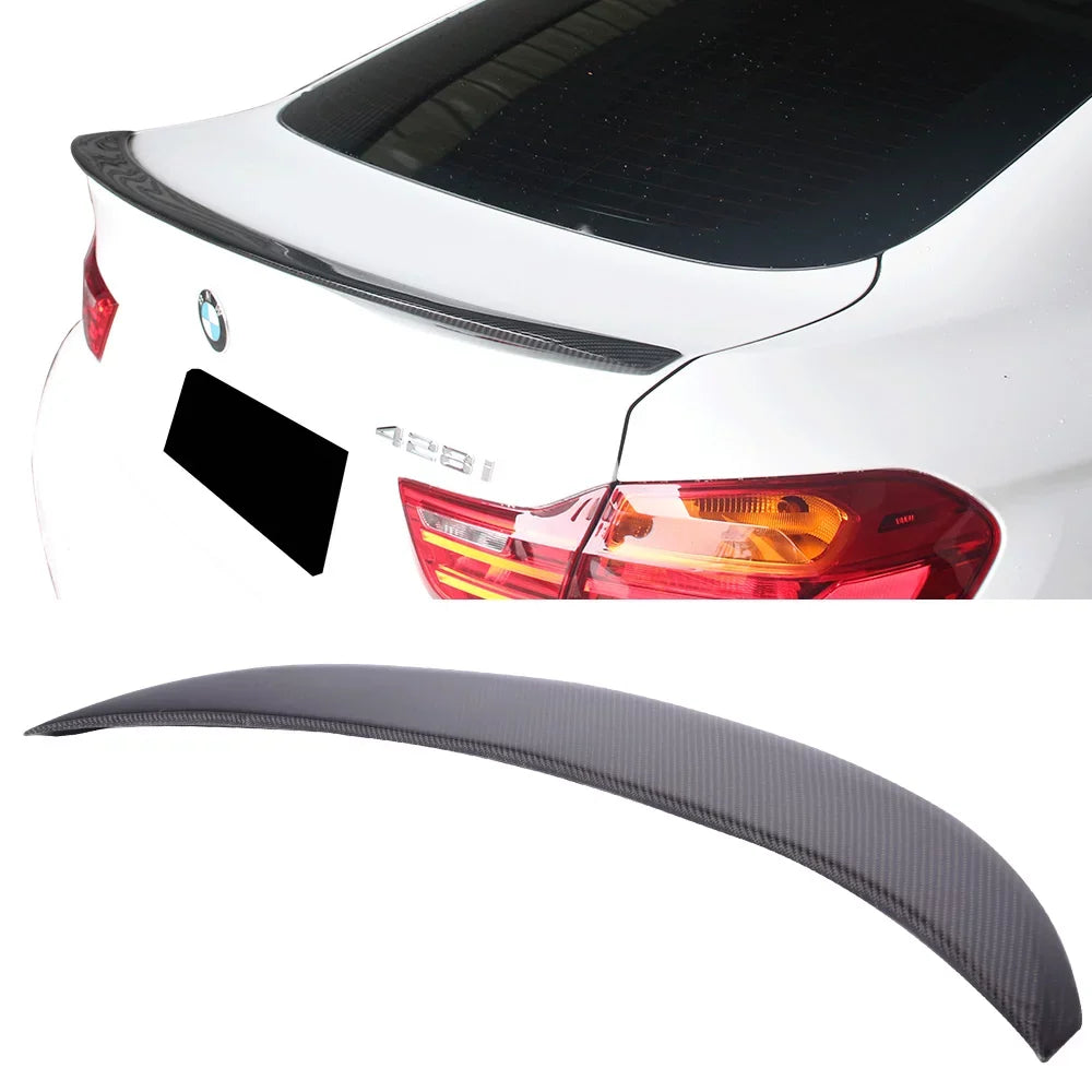 Ikon Motorsports Compatible with 15-20 BMW F36 4 Series 4DR Gran Coupe V Style Rear Trunk Spoiler Wing - Carbon Fiber 2015 2016 2017 2018 2019 2020