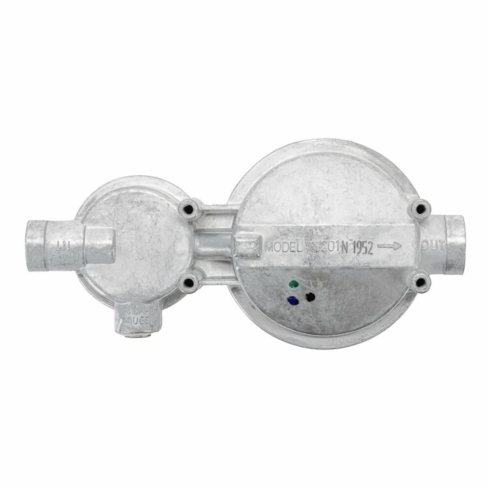 Camco 59323 Horizontal Two Stage Propane Regulator - Feature Integral First and Second Stages