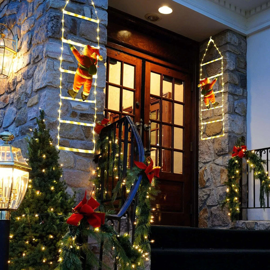 Lava Outdoor Christmas Lights 10.5 ft Led Ladder Lights with Climbling Santa Claus Fluid Xmas Lights for Garden Home Wall Roof Porch Xmas Tree Decor