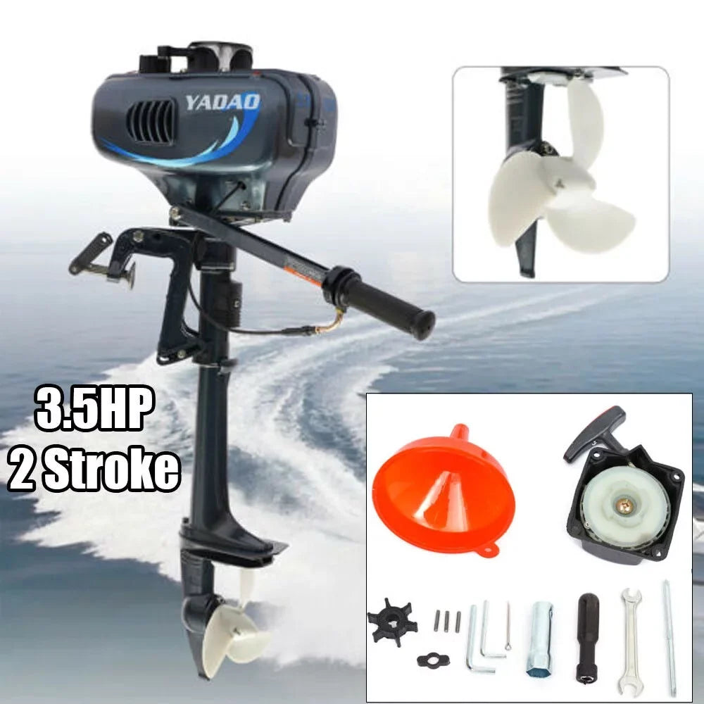 DENEST 3.5HP 2 Stroke Outboard Motor Fishing Boat Engine CDI Fluid Cooling 4000-5000rpm