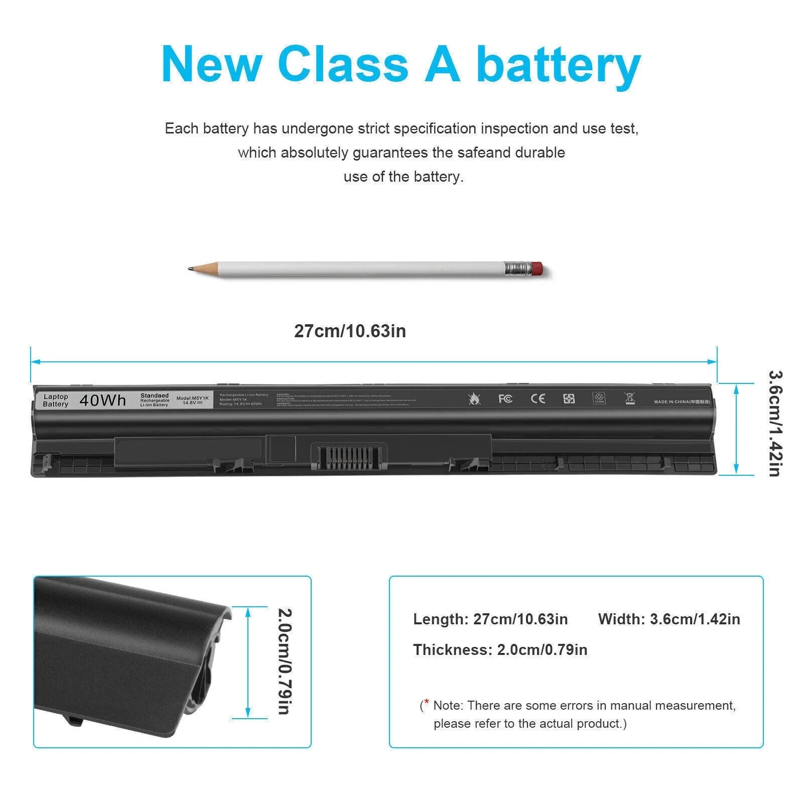 GXVJ3 HD4J0 K185W Battery for Inspiron 14 15 17 5000 3000 Series 5559 5558 3551 2700mAh