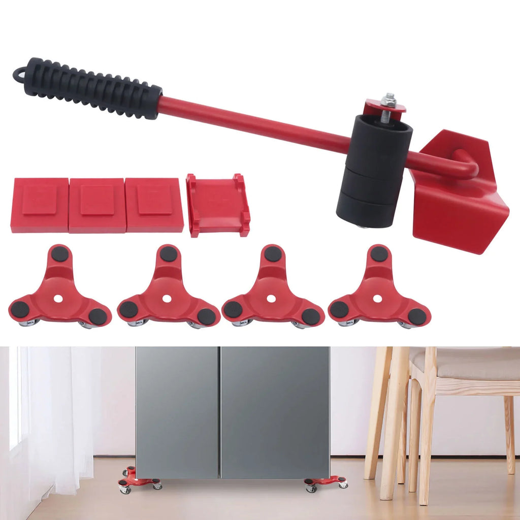 Fichiouy Furniture Mover Dolly Alloy Steel Furniture Mover Kit with Universal Wheel Red