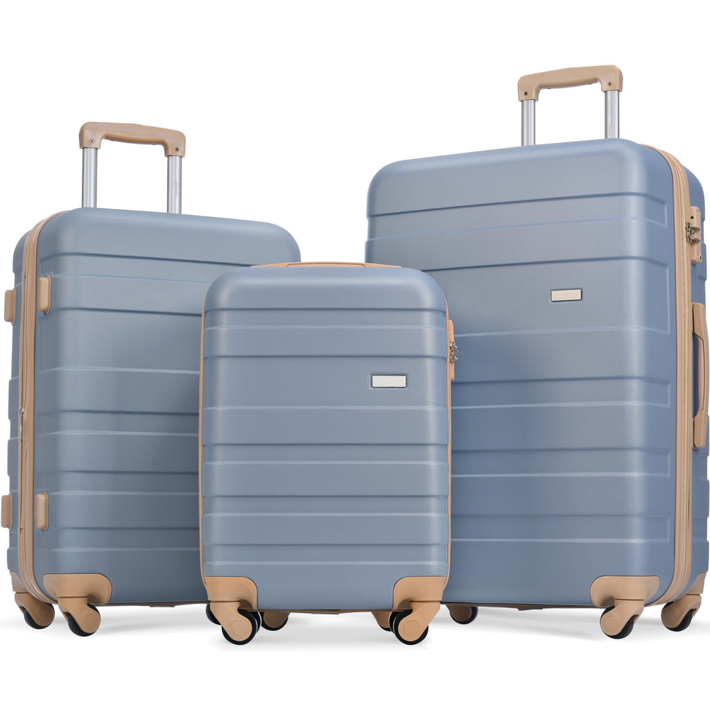 Tenozek 3 Piece Luggage Sets Expandable ABS Hardshell Luggage Hardside Lightweight Sturdy Suitcase Spinner Wheels Suitcase with TSA Lock 20''24''28'' ( Light Blue)