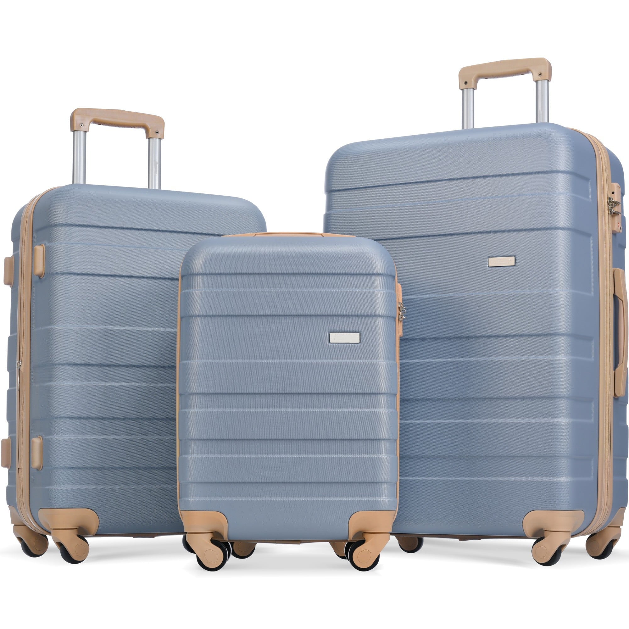Tenozek 3 Piece Luggage Sets Expandable ABS Hardshell Luggage Hardside Lightweight Sturdy Suitcase Spinner Wheels Suitcase with TSA Lock 20''24''28'' ( Light Blue)