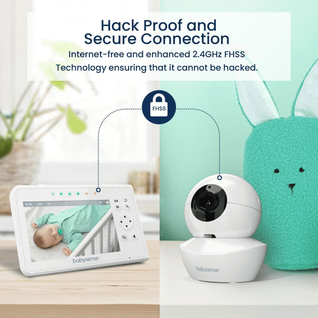 Babysense Split Display Video Baby Monitor, 4.3" Display with 2 PTZ Cameras, Long Range, Night Light & Vision, Two-Way Talk, V43