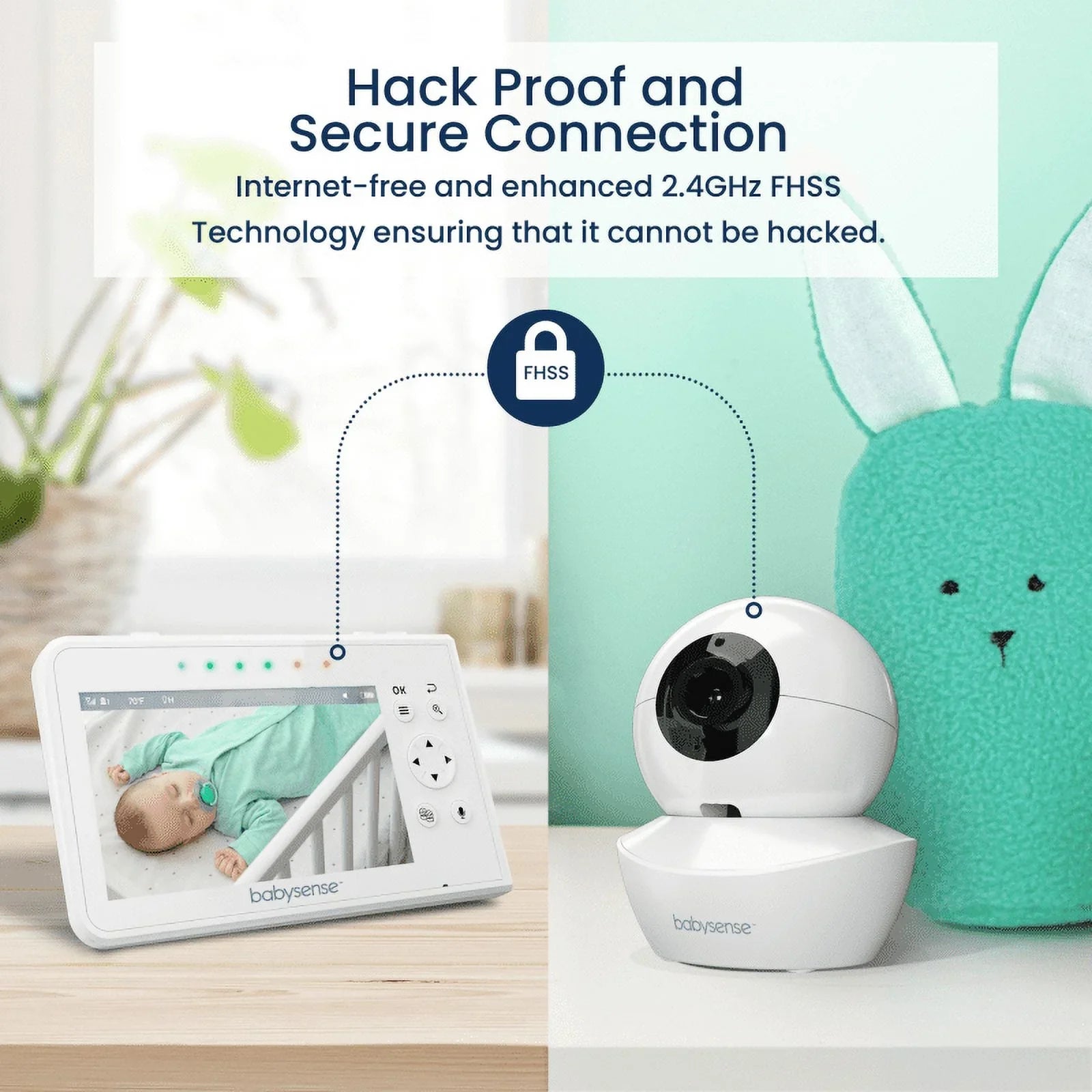 Babysense Split Display Video Baby Monitor, 4.3" Display with 2 PTZ Cameras, Long Range, Night Light & Vision, Two-Way Talk, V43