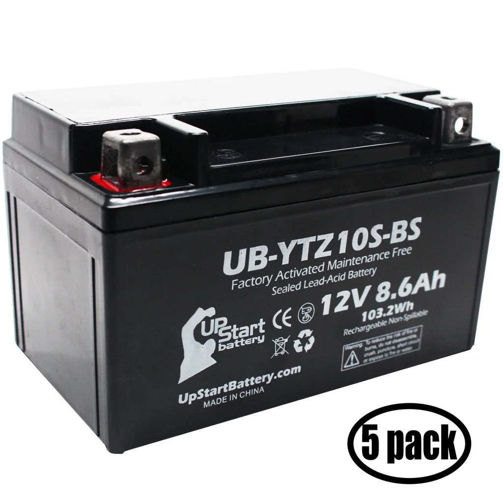 5-Pack UpStart Battery Replacement for 2011 Yamaha YZF-R1 1000CC Factory Activated, Maintenance Free, Motorcycle Battery - 12V, 8.6Ah, UB-YTZ10S-BS