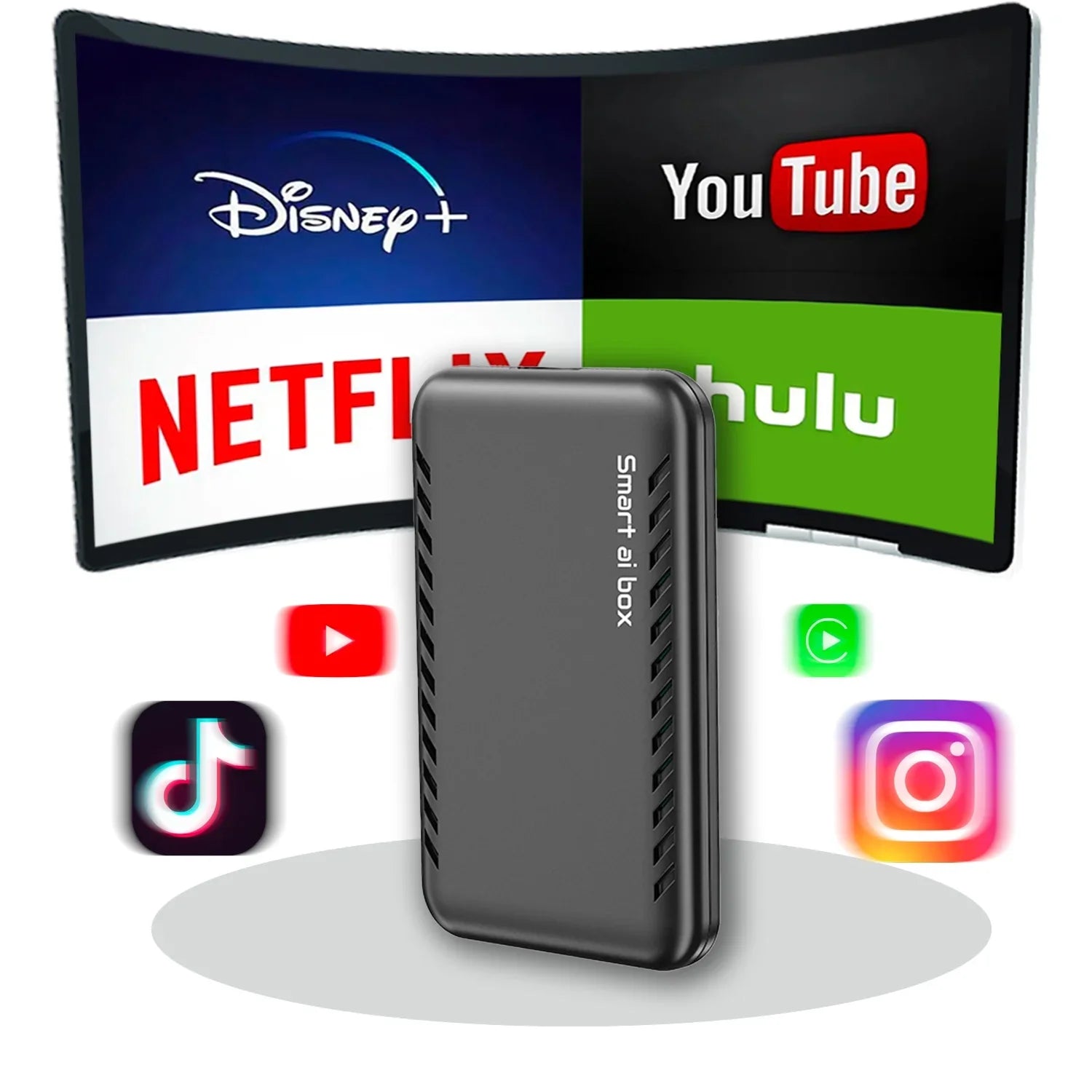 [2024 Newest] The Drivebox Pro for Car Autoflix,4 in 1 Android Auto Wireless Adapter & CarPlay Wireless Adapter with Monitor Mirroring, Magic Link CarPlay Box Stream to Your Car