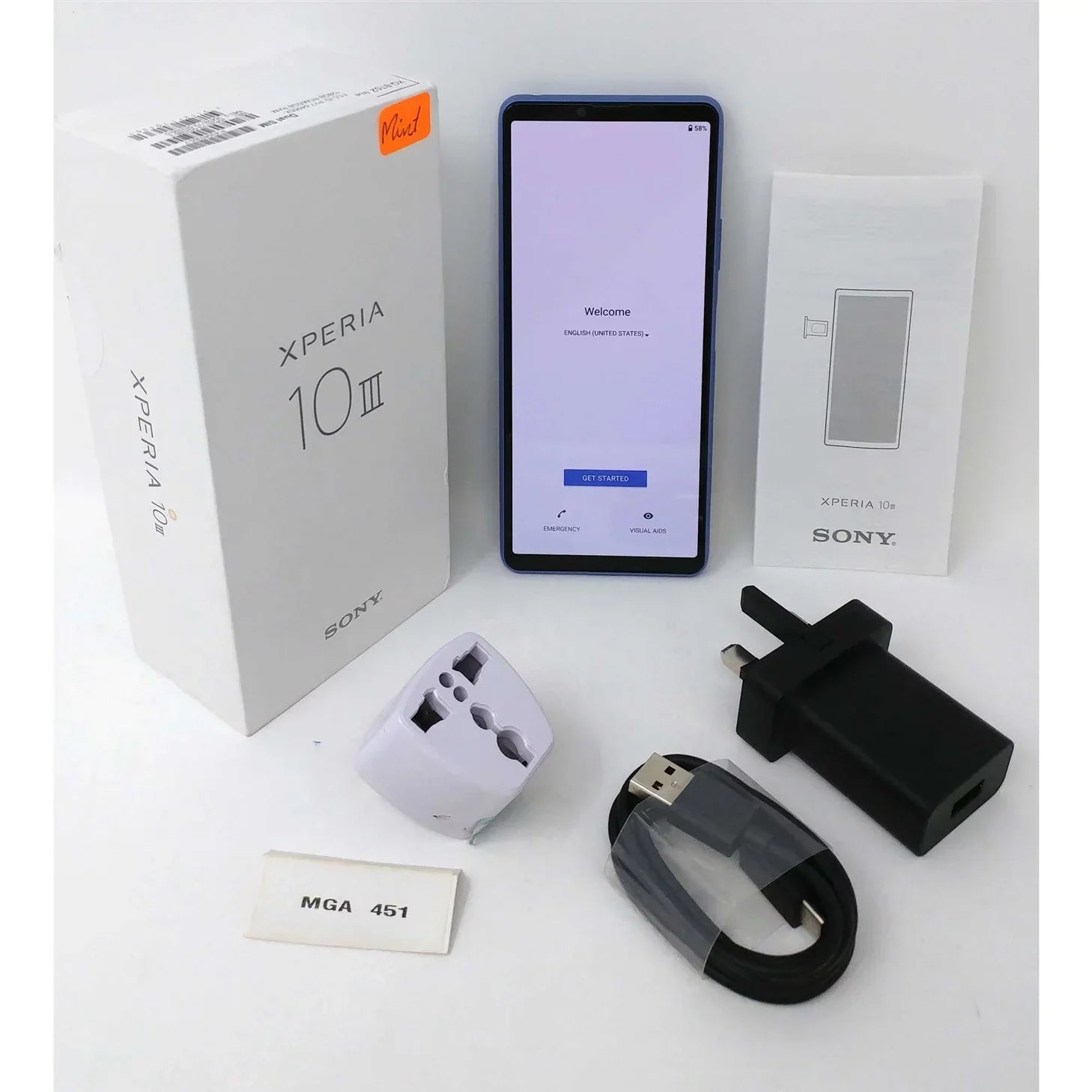 Pre-Owned Xperia 10 III 5G 128GB XQ-BT52 6GB RAM GSM Factory Unlocked Smartphone - Blue (Like New)