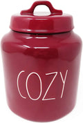 Rae Dunn By Magenta COZY Burgundy Ceramic LL Large Size 8 Inch Canister