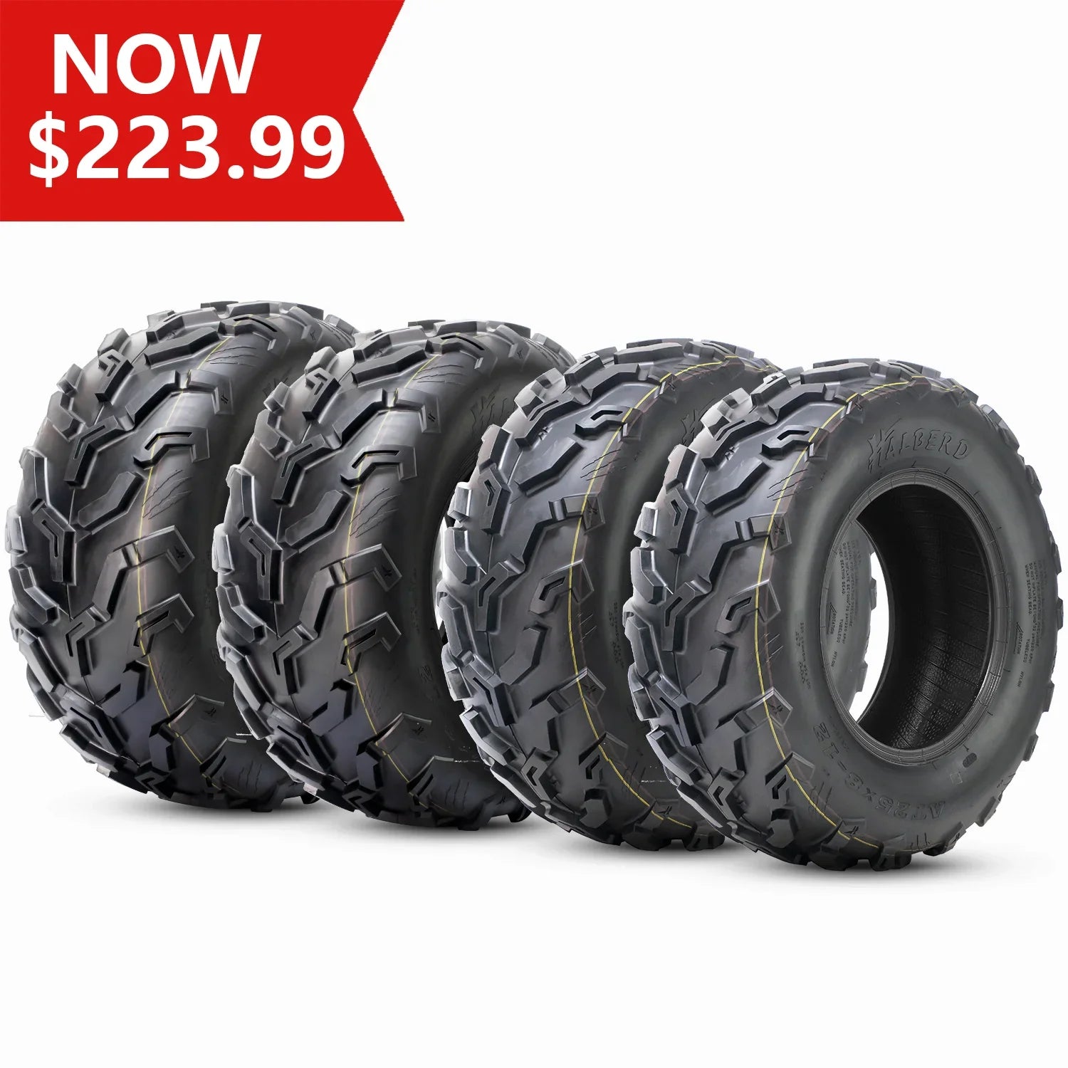 HALBERD Set of 4 25x8-12 Front & 25x10-12 Rear ATV/UTV Tires 6PR Trail Sand All Terrain off Road Tire