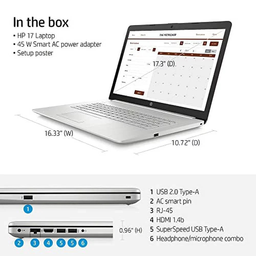 2022 High Efficiency Business Portable computer - 17.3inch FHD IPS - i5-1135G7 4-Core - Iris Xe Graphics - 16GB DDR4 - 512GB SSD Silver 16GB RAM | 512GB SSD 17-BY4000 17-BY4000